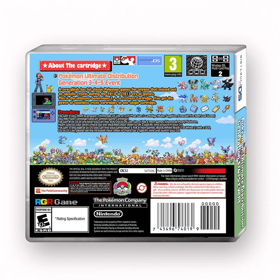 Pokemon Ultimate 3rd, 4th and 5th Generation Game Distribution Card NDS