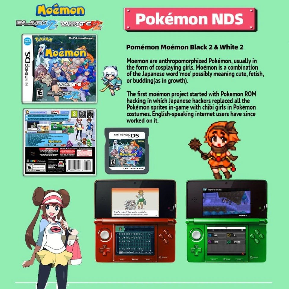 Pokemon NDS Game Card Pokémon Moemon White 2 & Black 2 - PokeCarts